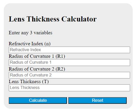 measuring lens thickness|lens thickness calculator optiboard.